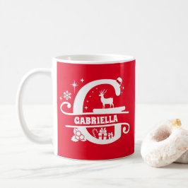 Letter G Christmas Monogram, Anfangsname Rot Kaffeetasse