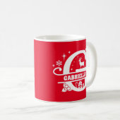 Letter G Christmas Monogram, Anfangsname Rot Kaffeetasse (VorderseiteRechts)