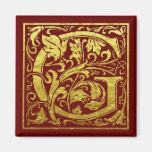 Letter G First Letter Imitate Gold Red Magnet (Vorne)