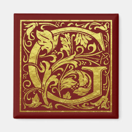 Letter G First Letter Imitate Gold Red Magnet