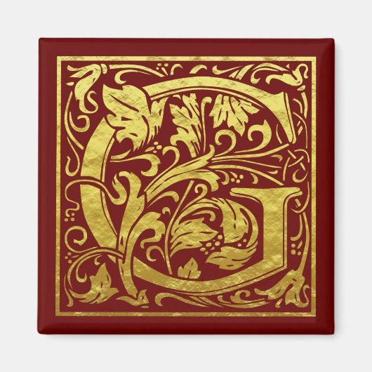 Letter G First Letter Imitate Gold Red Magnet (Vorne)