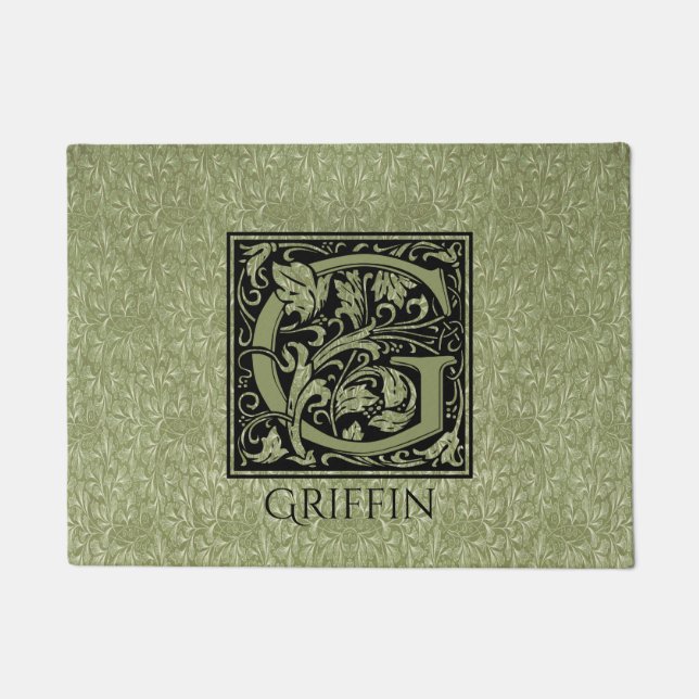 Letter G First Letter Monogram Personalisiert Fußmatte (Vorderseite)