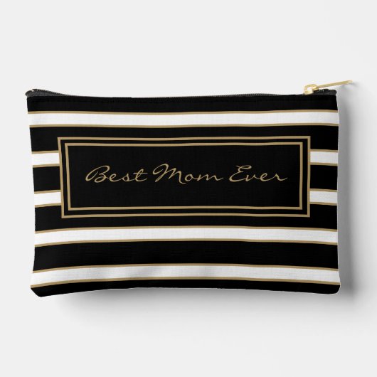 Letter G Floral Monogramm Schwarz-weiße Streifen Zubehörtasche (Rückseite)