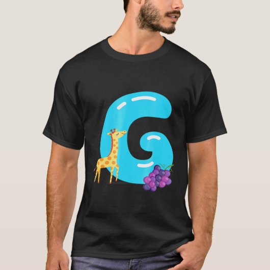 Letter G Giraffe Traubbriefe mit Bildern T-Shirt (Vorderseite)
