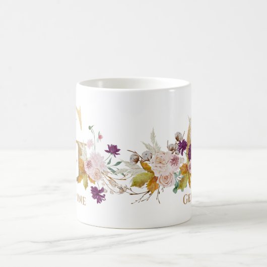 Letter G - Gold Floral Name Schwesterkollege Freun Kaffeetasse (Mittel)