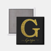 Letter G Gold Glitzer Magnet (Vorderseite/Rückseite)