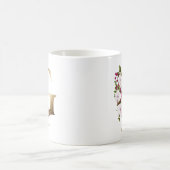 Letter G Gold Monogram |White Magenta Green Floral Kaffeetasse (Mittel)