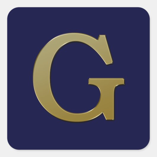 Letter G Gold Square Sticker (Vorderseite)