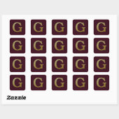 Letter G Gold Square Sticker (Blatt)