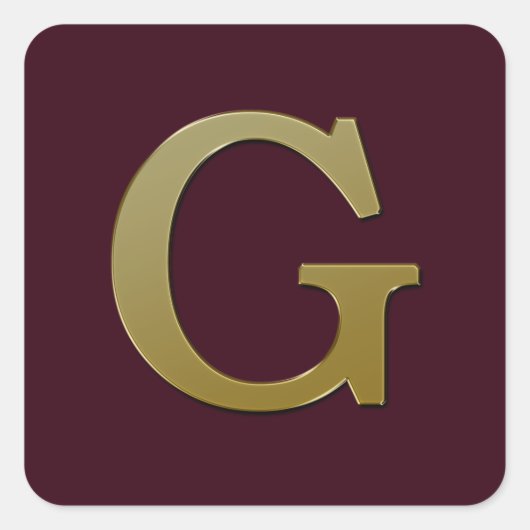Letter G Gold Square Sticker (Vorderseite)
