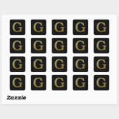 Letter G Gold Square Sticker (Blatt)