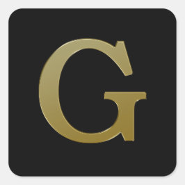 Letter G Gold Square Sticker