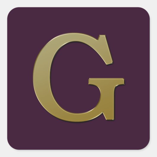 Letter G Gold Square Sticker (Vorderseite)