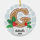 Letter G Individuelle Name Christmas Keramik Ornament (Vorne)
