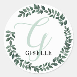 Letter G Monogram Individuelle Name Minimalistisch Runder Aufkleber