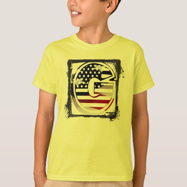 Letter G Monogram Initial USA T-Shirt (Vorderseite)