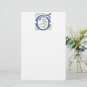 Letter G Monogram-Lilie Briefpapier (Stehend Vorderseite)