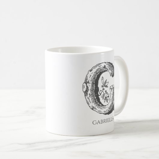 Letter G Monogram, Modern Name Kaffeetasse (VorderseiteRechts)