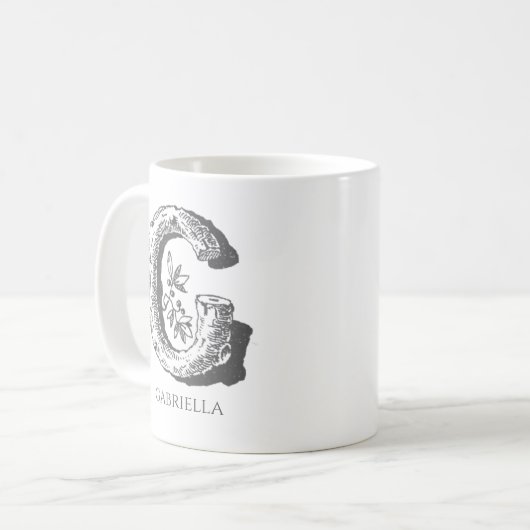 Letter G Monogram, Modern Name Kaffeetasse (Vorderseite Links)