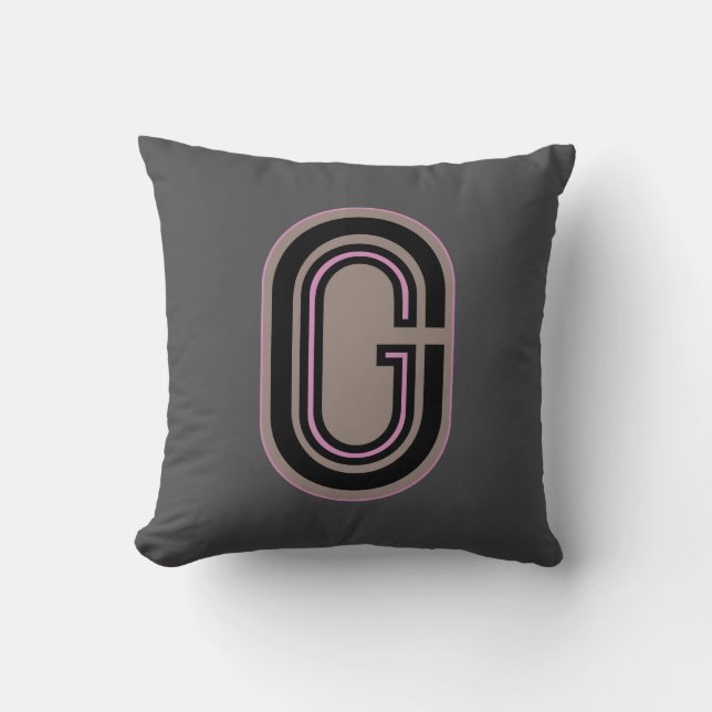 Letter G Monogram Oval Wappen Kissen (Vorderseite)