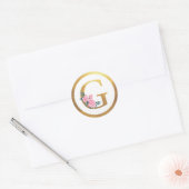 Letter G Monogram Roses Floral & Elegant Gold Runder Aufkleber (Umschlag)