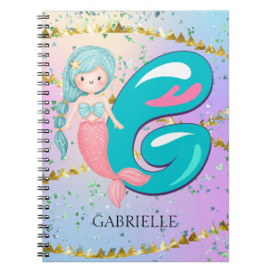 Letter G Monogram Watercolor Niedlich Mermaid Kind Notizblock