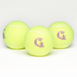 Letter-G-Monogramm-Girls personalisierte Doodart Tennisbälle