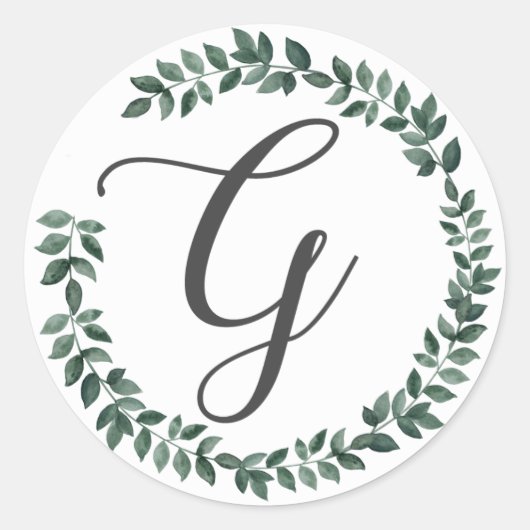 Letter G Monogramm Minimalistischer botanischer Le Runder Aufkleber (Vorderseite)