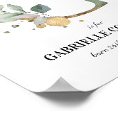 Letter G New Baby Monogram Birth Print Greenery Poster (Ecke)