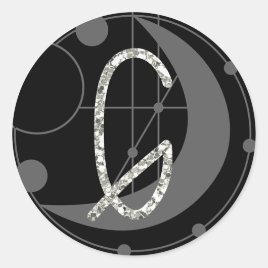 Letter G Rune Monogram Geometric Moon Black Runder Aufkleber (Vorderseite)