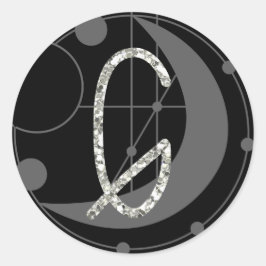 Letter G Rune Monogram Geometric Moon Black Runder Aufkleber