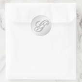 Letter G-Skript erste Imitate Silber-Monogramm-Gef Runder Aufkleber (Tasche)