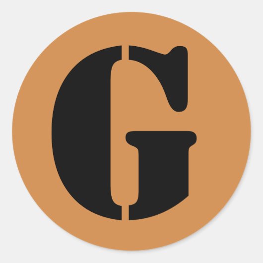 Letter G Stencil Alphabet von Janz Peru Gold Runder Aufkleber (Vorderseite)