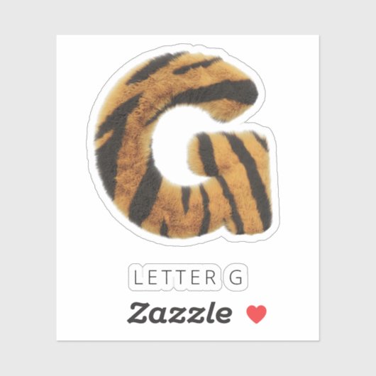 Letter G Tiger Fur Sticker (Blatt)