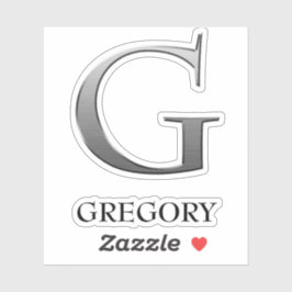 Letter G Two-Tone Silver Gray und Name Aufkleber