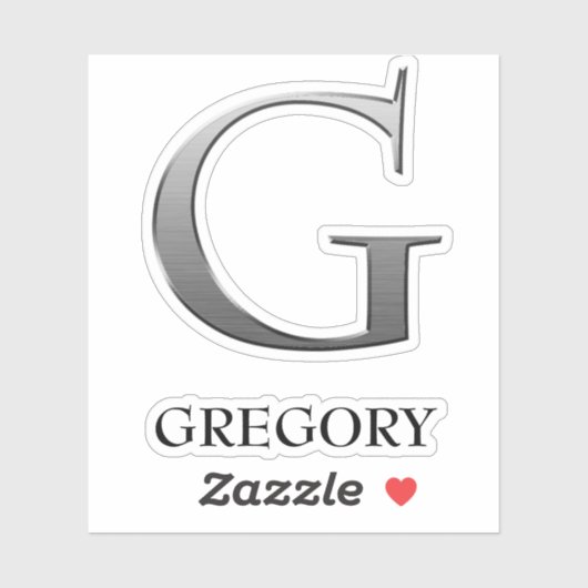 Letter G Two-Tone Silver Gray und Name Aufkleber (Blatt)