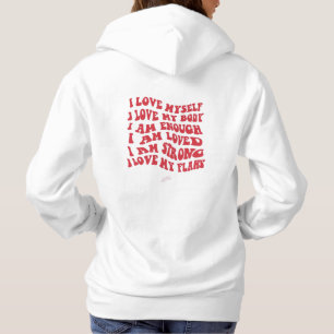 Letter Graphic Kangaroo Pocket Thermal Lined Zeich Hoodie