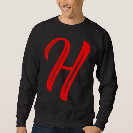 Letter H Alphabet Large Red Graphic Initial Sweatshirt (Vorderseite)