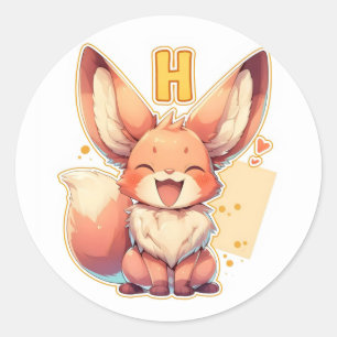 Letter H Anime Animal Niedlich Runder Aufkleber