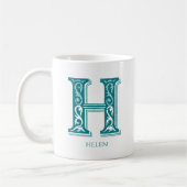 Letter H Aquamarin Monogram Modern Name Kaffeetasse (Links)