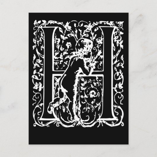 Letter H Black and White Monogram Cards Postkarte (Vorderseite)