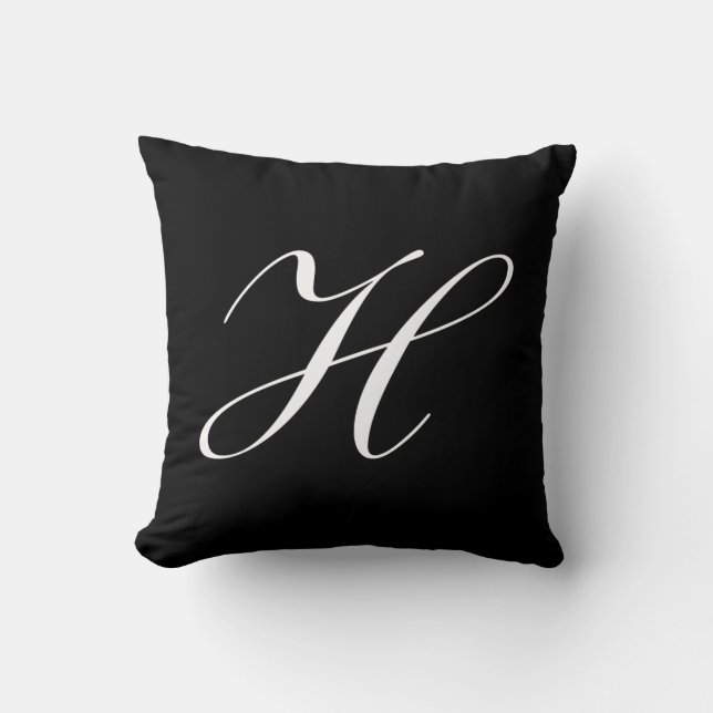 Letter H Black Monogram Pilze Kissen (Vorderseite)