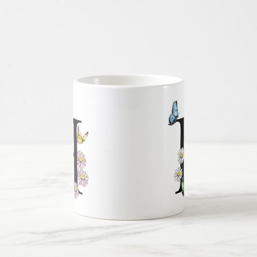 Letter H Botancolor Butterfly Monogramm Kaffeetasse (Mittel)