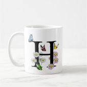 Letter H Botancolor Butterfly Monogramm Kaffeetasse (Links)