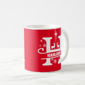 Letter H Christmas Monogram, Anfangsname Red   Kaffeetasse (VorderseiteRechts)
