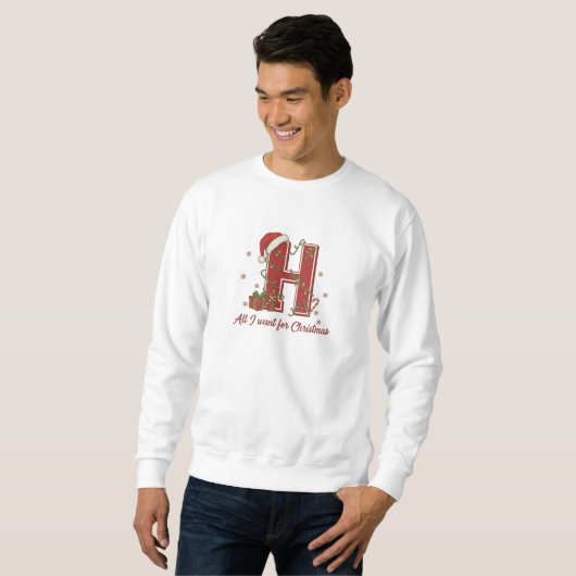 Letter H Christmas Monogram Design Sweatshirt (Vorne ganz)