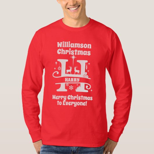 Letter H Christmas Monogram, erster Familienname T-Shirt (Vorderseite)
