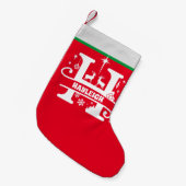 Letter H Christmas Monogram Initial Name Red White Kleiner Weihnachtsstrumpf (Vorderansicht (hängend))