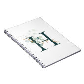 Letter H Eukalyptus und Gold Mit Monogramm Notizblock (Rechte Seite)
