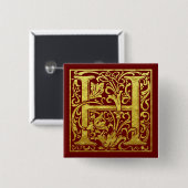 Letter H First Letter Imitats Gold Button (Vorne & Hinten)